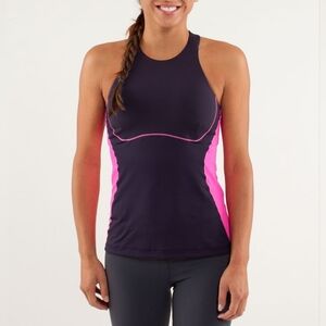 Lululemon Spin It To Win It Tank Black Swan / Raspberry Glo Light size 4